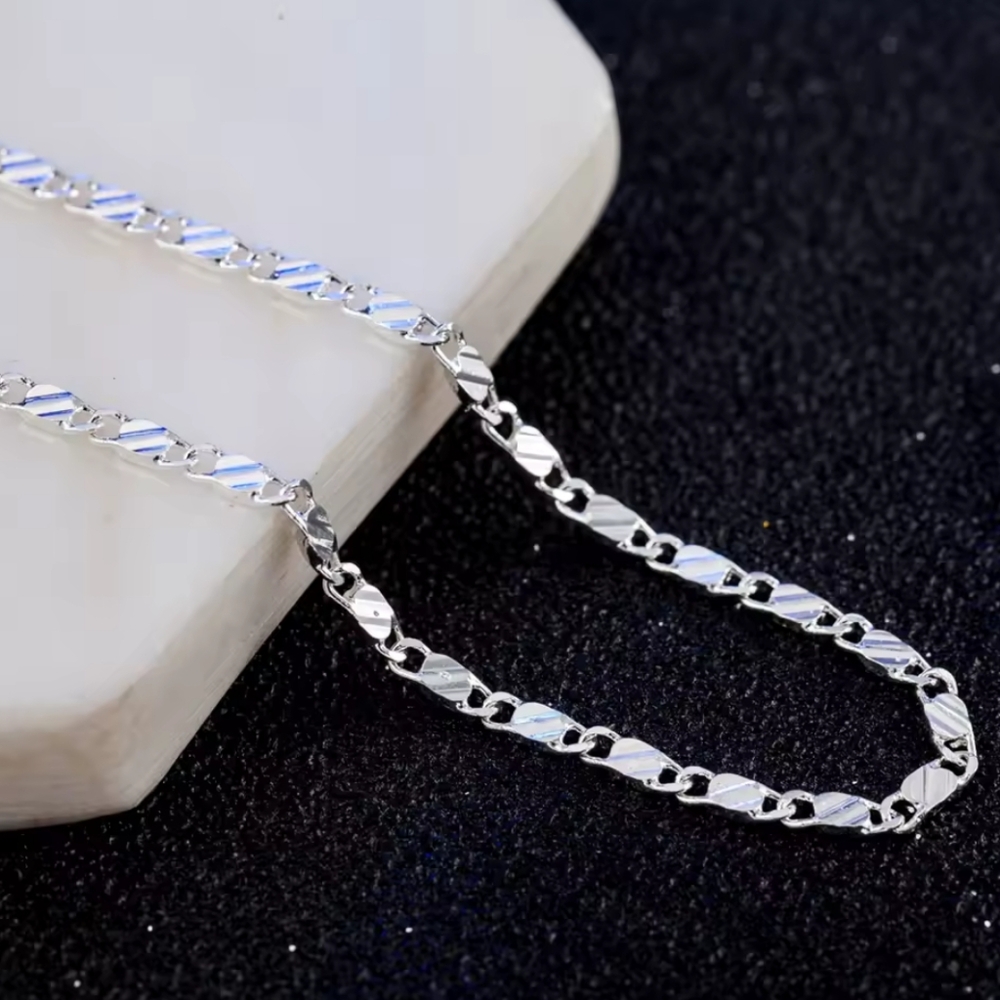 925 Sterling Silver 2 Mm Spanish Style Fashion Chain Christmas Birthday Gift New View 4